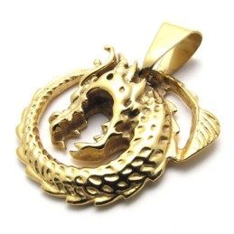 Pendentif Dragon En Titane Doré