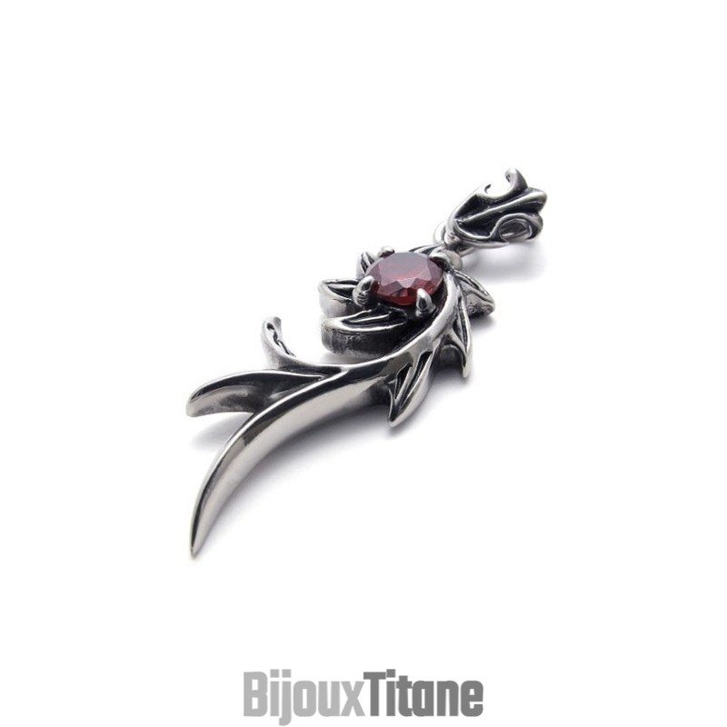 Pendentif Sirène En Titane Avec Diamant Rouge Pendentif Sirène En Titane Avec Diamant Rouge