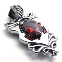 Pendentif En Titane Avec Diamant Rouge