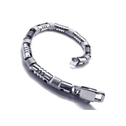Bracelet Jonc En Titane Pur 316L Et Argent Pour Homme