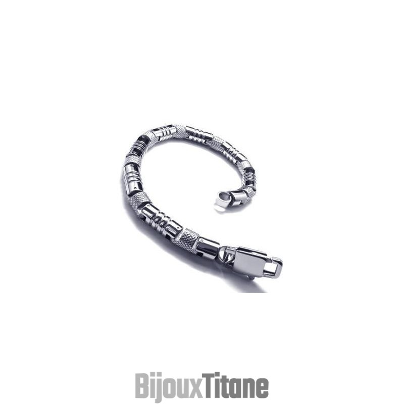 Bracelet Jonc En Titane Pur 316L Et Argent Pour Homme Bracelet Jonc En Titane Pur 316L Et Argent Pour Homme