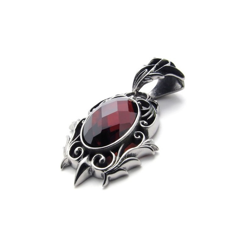 Pendentif En Titane Avec Pierre Précieuse Rouge Pendentif En Titane Avec Pierre Précieuse Rouge