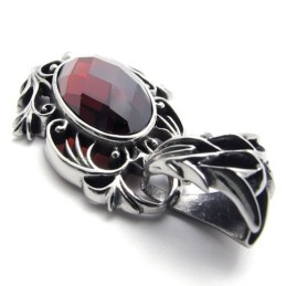 Pendentif En Titane Avec Pierre Précieuse Rouge