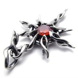 Pendentif En Titane Avec Diamant Rouge