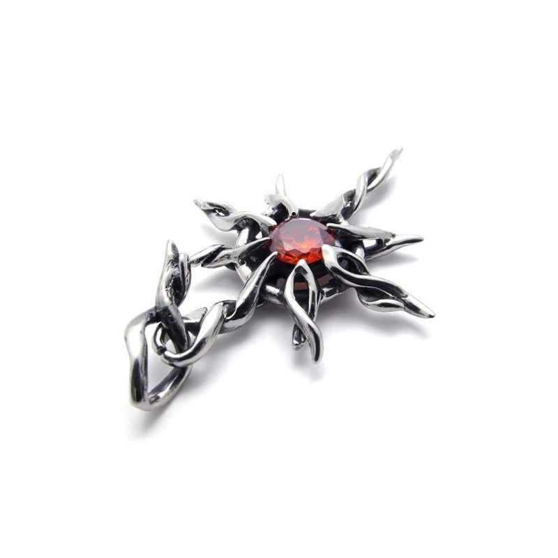 Pendentif En Titane Avec Diamant Rouge