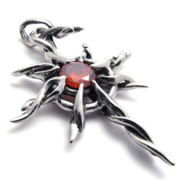 Pendentif En Titane Avec Diamant Rouge