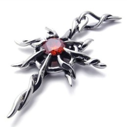 Pendentif En Titane Avec Diamant Rouge