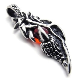 Pendentif En Titane Avec Gemme Rouge Wings
