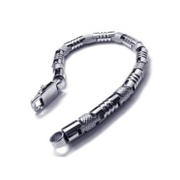 Bracelet Jonc En Titane Pur 316L Et Argent Pour Homme