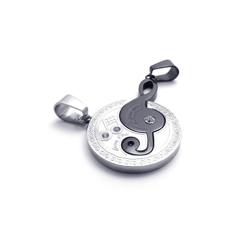 Pendentif En Titane Noir Pour Amoureux Des Notes De Musique Pendentif En Titane Noir Pour Amoureux Des Notes De Musique