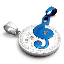 Pendentif En Titane Pour Amoureux De Notes De Musique Bleues