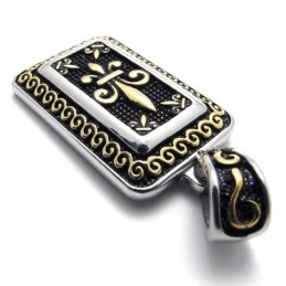 Pendentif En Titane Avec Plaque D'Identité Militaire En Or