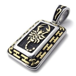 Pendentif En Titane Avec Plaque D'Identité En Or Et Scorpion