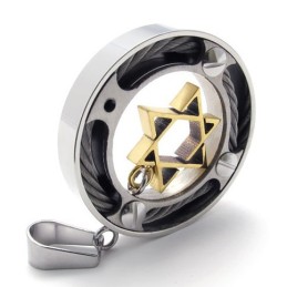 Pendentif En Titane Avec Anneau Torsadé Et Étoile Dorée