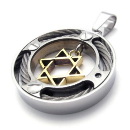 Pendentif En Titane Avec Anneau Torsadé Et Étoile Dorée