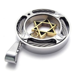 Pendentif En Titane Avec Anneau Torsadé Et Étoile Dorée