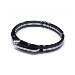 Bracelet Jonc En Titane Pur Pour Homme Avec Breloque En Argent Noir