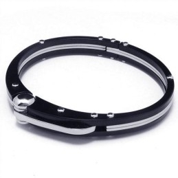 Bracelet Jonc En Titane Pur Pour Homme Avec Breloque En Argent Noir