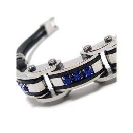 Bracelet En Caoutchouc Titane Pur Bleu Noir Argent Pour Homme