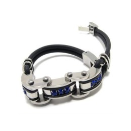 Bracelet En Caoutchouc Titane Pur Bleu Noir Argent Pour Homme