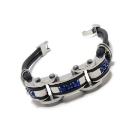 Bracelet En Caoutchouc Titane Pur Bleu Noir Argent Pour Homme