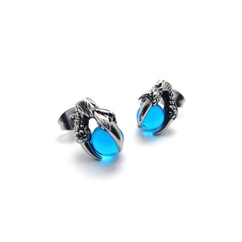 Boucles D'Oreilles En Titane Avec Pierres Précieuses Bleues