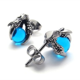 Boucles D'Oreilles En Titane Avec Pierres Précieuses Bleues