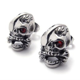 Boucles D'Oreilles En Titane Tête De Mort