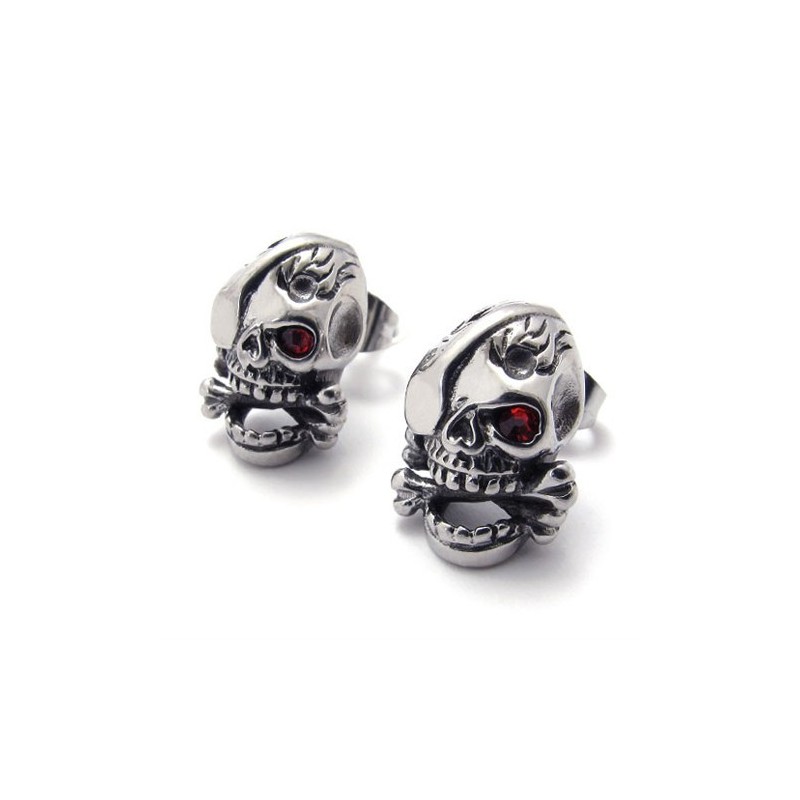 Boucles D'Oreilles En Titane Tête De Mort Boucles D'Oreilles En Titane Tête De Mort