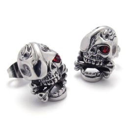 Boucles D'Oreilles En Titane Tête De Mort