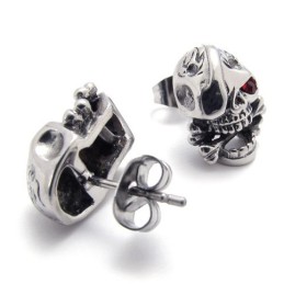 Boucles D'Oreilles En Titane Tête De Mort