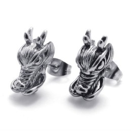 Boucles D'Oreilles En Titane Avec Dragon Chinois