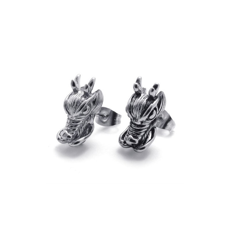 Boucles D'Oreilles En Titane Avec Dragon Chinois
