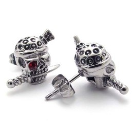 Boucles D'Oreilles En Titane Tête De Mort