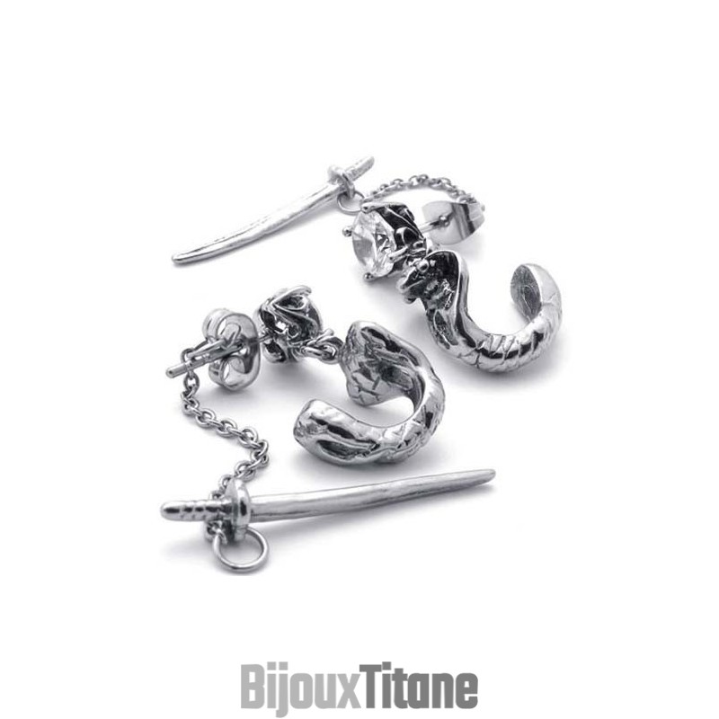 Boucles D'Oreilles En Titane Épée Boucles D'Oreilles En Titane Épée