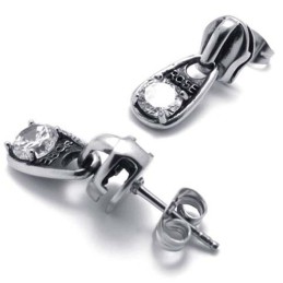 Boucles D'Oreilles En Titane Et Diamant