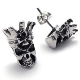 Boucles D'Oreilles En Titane Tête De Mort