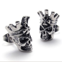Boucles D'Oreilles En Titane Tête De Mort