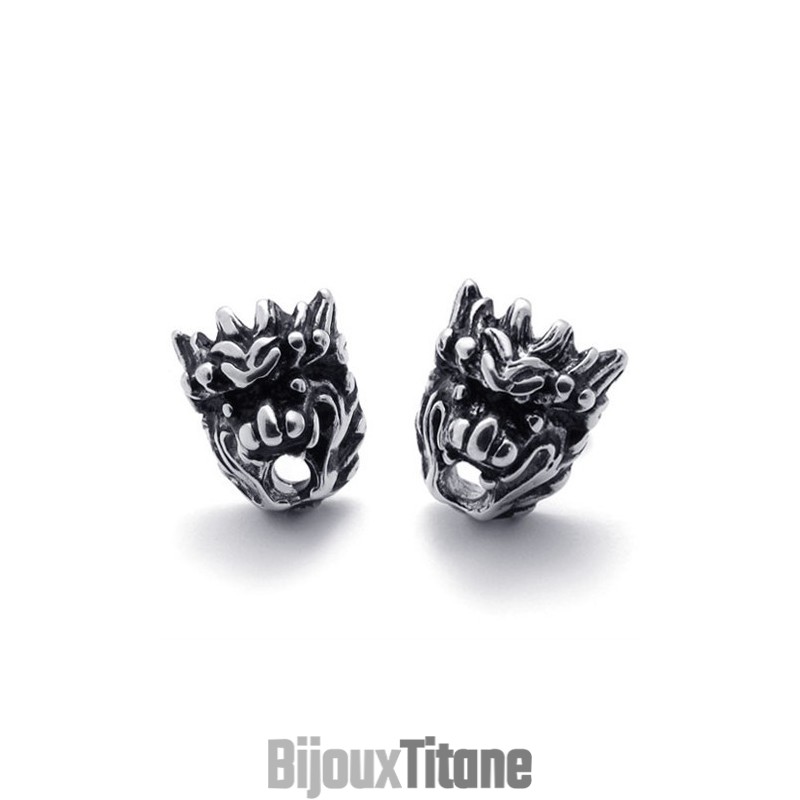 Boucles D'Oreilles Tête De Lion En Titane Boucles D'Oreilles Tête De Lion En Titane