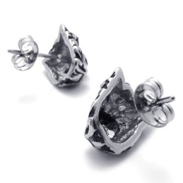 Boucles D'Oreilles Tête De Lion En Titane