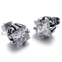 Boucles D'Oreilles En Titane Et Diamant