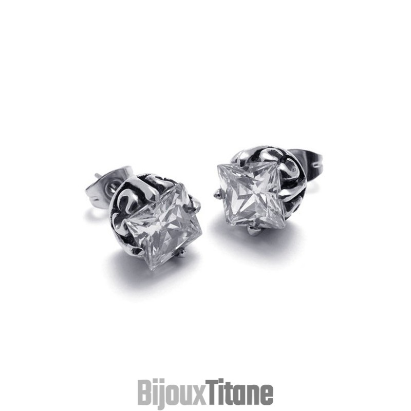 Boucles D'Oreilles En Titane Et Diamant