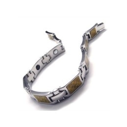 Bracelet Magnétique En Titane Pur Doré Et Argenté Pour Homme