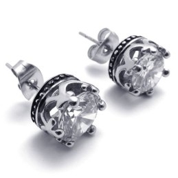 Boucles D'Oreilles En Titane Et Diamant