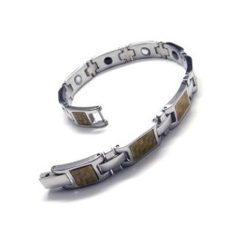 Bracelet Magnétique En Titane Pur Doré Et Argenté Pour Homme