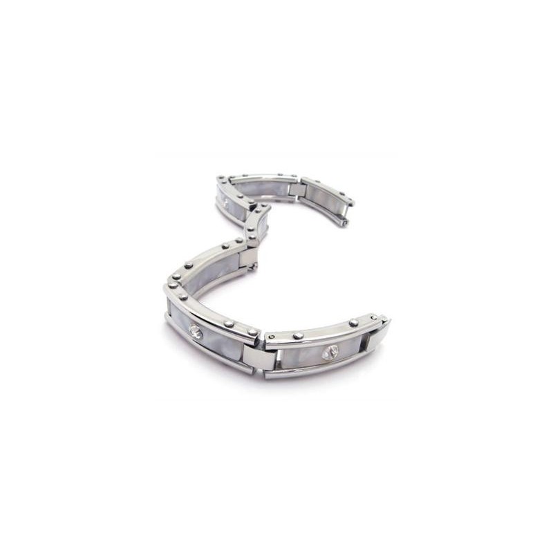 Bracelet En Caoutchouc Et Titane Pur Pour Homme, Blanc, Argent