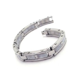 Bracelet En Caoutchouc Et Titane Pur Pour Homme, Blanc, Argent