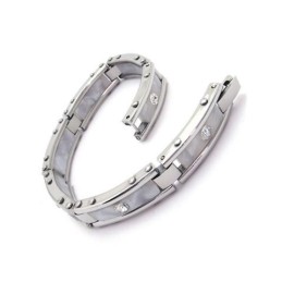 Bracelet En Caoutchouc Et Titane Pur Pour Homme, Blanc, Argent