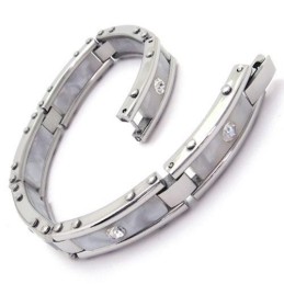 Bracelet En Caoutchouc Et Titane Pur Pour Homme, Blanc, Argent