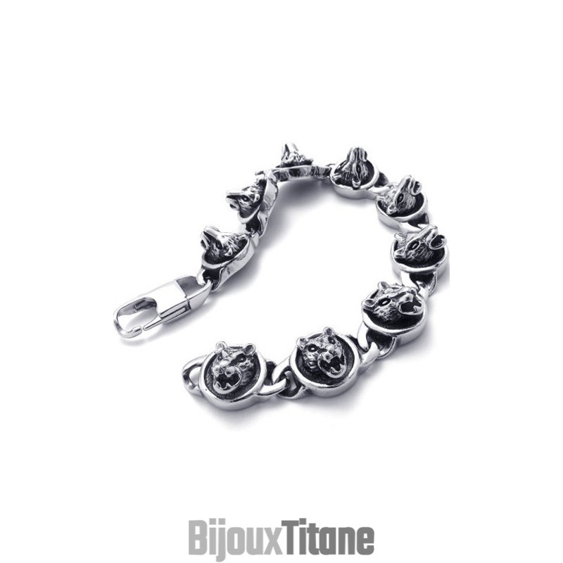 Bracelet En Titane Avec Chats De 8,3 Pouces Bracelet En Titane Avec Chats De 8,3 Pouces